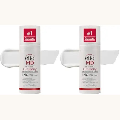 EltaMD UV Daily SPF 40 Face Sunscreen Moisturizer with Zinc Oxide, Daily Face Moisturizer with SPF, Sunscreen, For Dry Skin 1.7 oz Pump (Pack of 2)